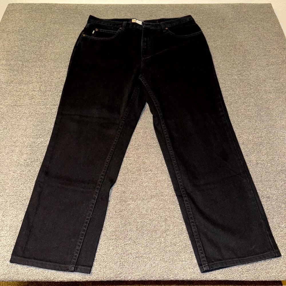 L.L. Bean Jeans Men 36x32 Black Denim Dark Wash Pockets Straight Leg Classic Fit